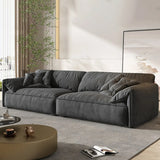 Dark Gray Abrasive Cloth Pillow Back 4 Seats Sofa Image - 4