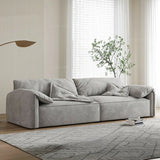 Dark Gray Abrasive Cloth Pillow Back 4 Seats Sofa Image - 5
