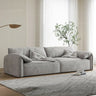 Dark Gray Abrasive Cloth Pillow Back 4 Seats Sofa Image - 5