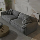Dark Gray Abrasive Cloth Pillow Back 4 Seats Sofa Image - 7