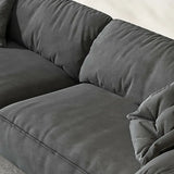 Dark Gray Abrasive Cloth Pillow Back 4 Seats Sofa Image - 8