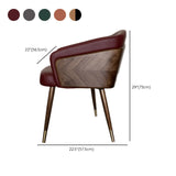 Dark Gray-Beige Fixed Back Arm Chair with Four Legs Image - 17