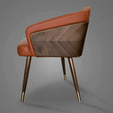 Dark Gray-Beige Fixed Back Arm Chair with Four Legs Image - 10
