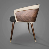 Dark Gray-Beige Fixed Back Arm Chair with Four Legs Image - 12