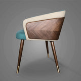 Dark Gray-Beige Fixed Back Arm Chair with Four Legs Image - 7