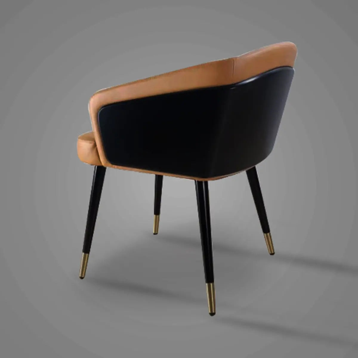Dark Gray-Beige Fixed Back Arm Chair with Four Legs Image - 14