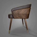 Dark Gray-Beige Fixed Back Arm Chair with Four Legs Image - 15