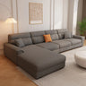 Dark Gray Cotton Linen Pillow Back 4 Seats Sofa Chaise Image - 2