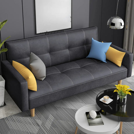 Dark Gray Reclining Biscuit Back Square Arm Loveseat Image - 1