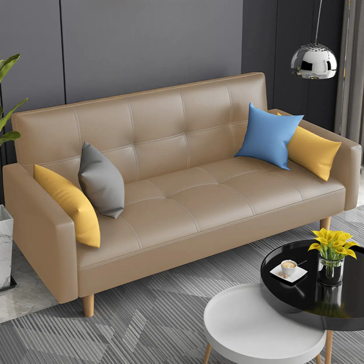 Dark Gray Reclining Biscuit Back Square Arm Loveseat Image - 10