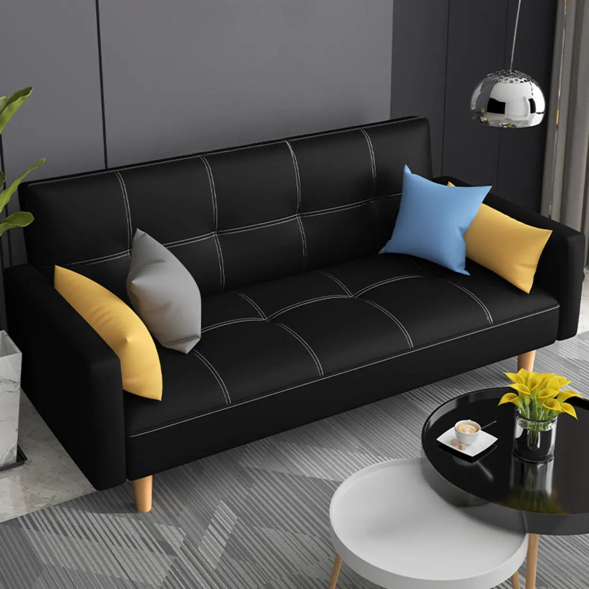 Dark Gray Reclining Biscuit Back Square Arm Loveseat Image - 11