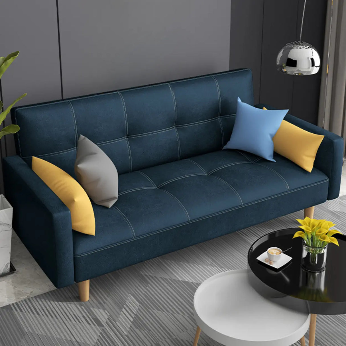 Dark Gray Reclining Biscuit Back Square Arm Loveseat Image - 12