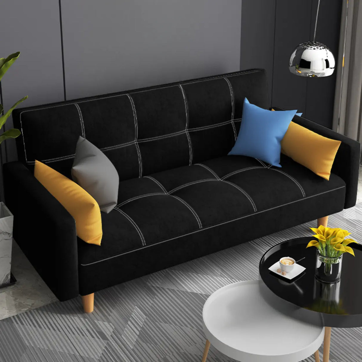 Dark Gray Reclining Biscuit Back Square Arm Loveseat Image - 14