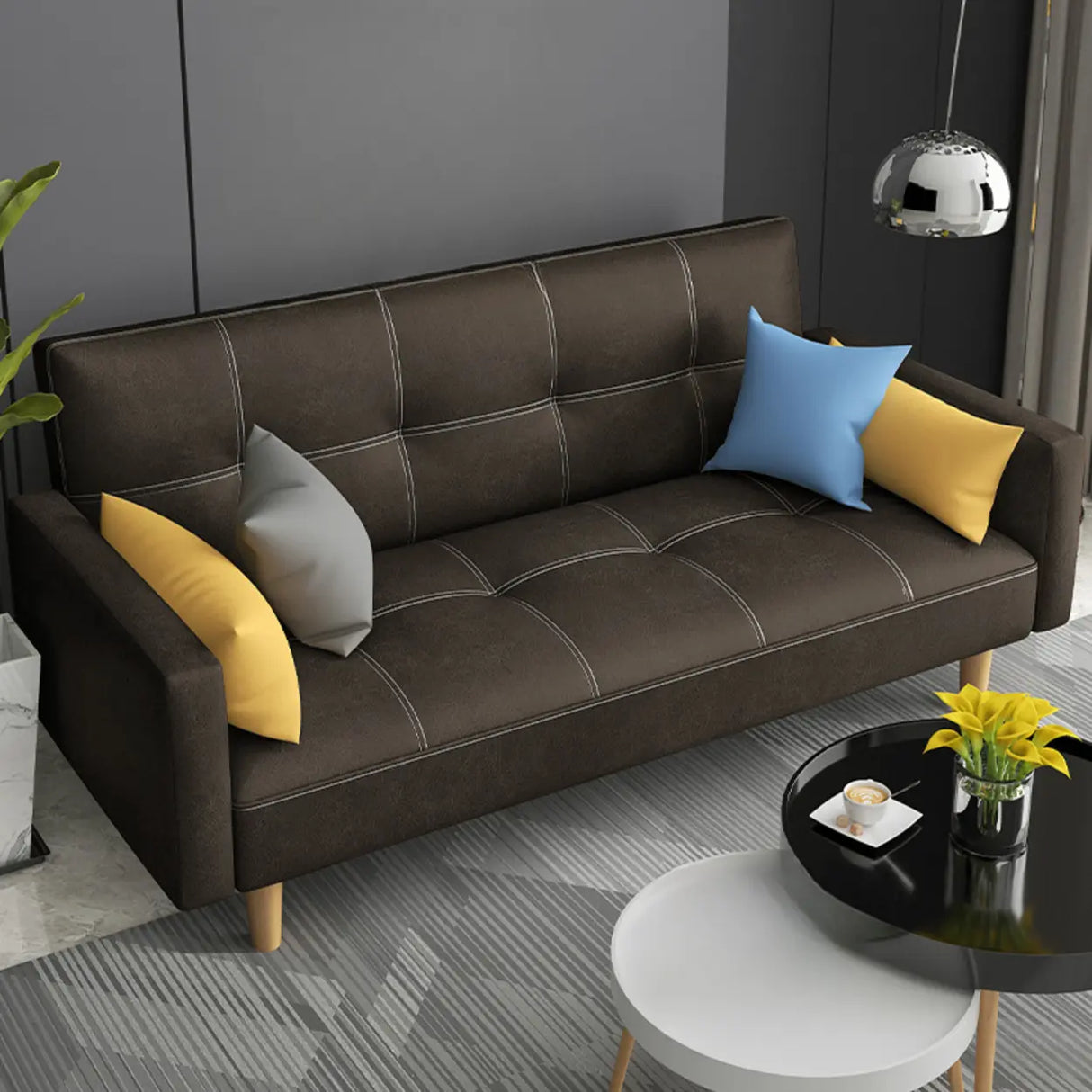 Dark Gray Reclining Biscuit Back Square Arm Loveseat Image - 15