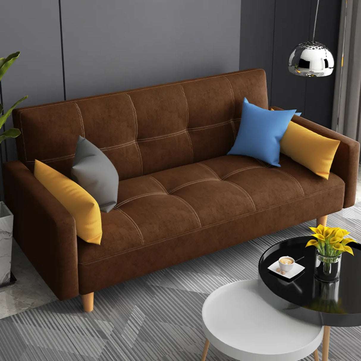Dark Gray Reclining Biscuit Back Square Arm Loveseat Image - 16