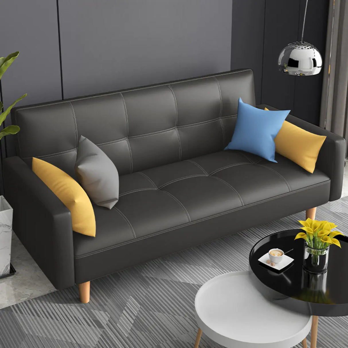 Dark Gray Reclining Biscuit Back Square Arm Loveseat Image - 18