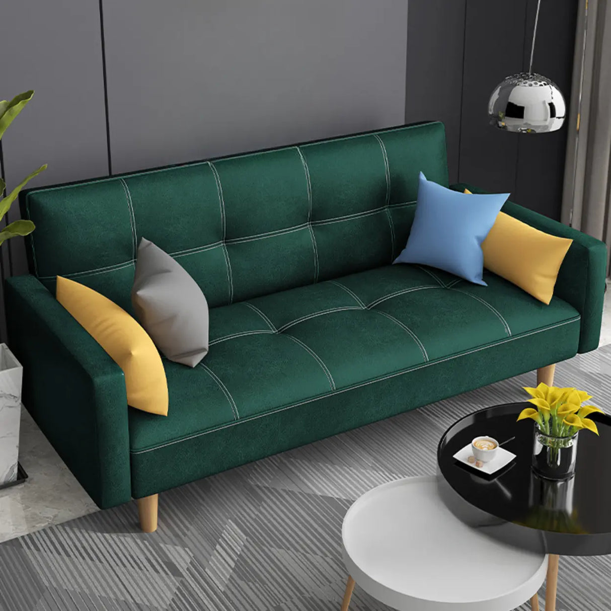 Dark Gray Reclining Biscuit Back Square Arm Loveseat Image - 19
