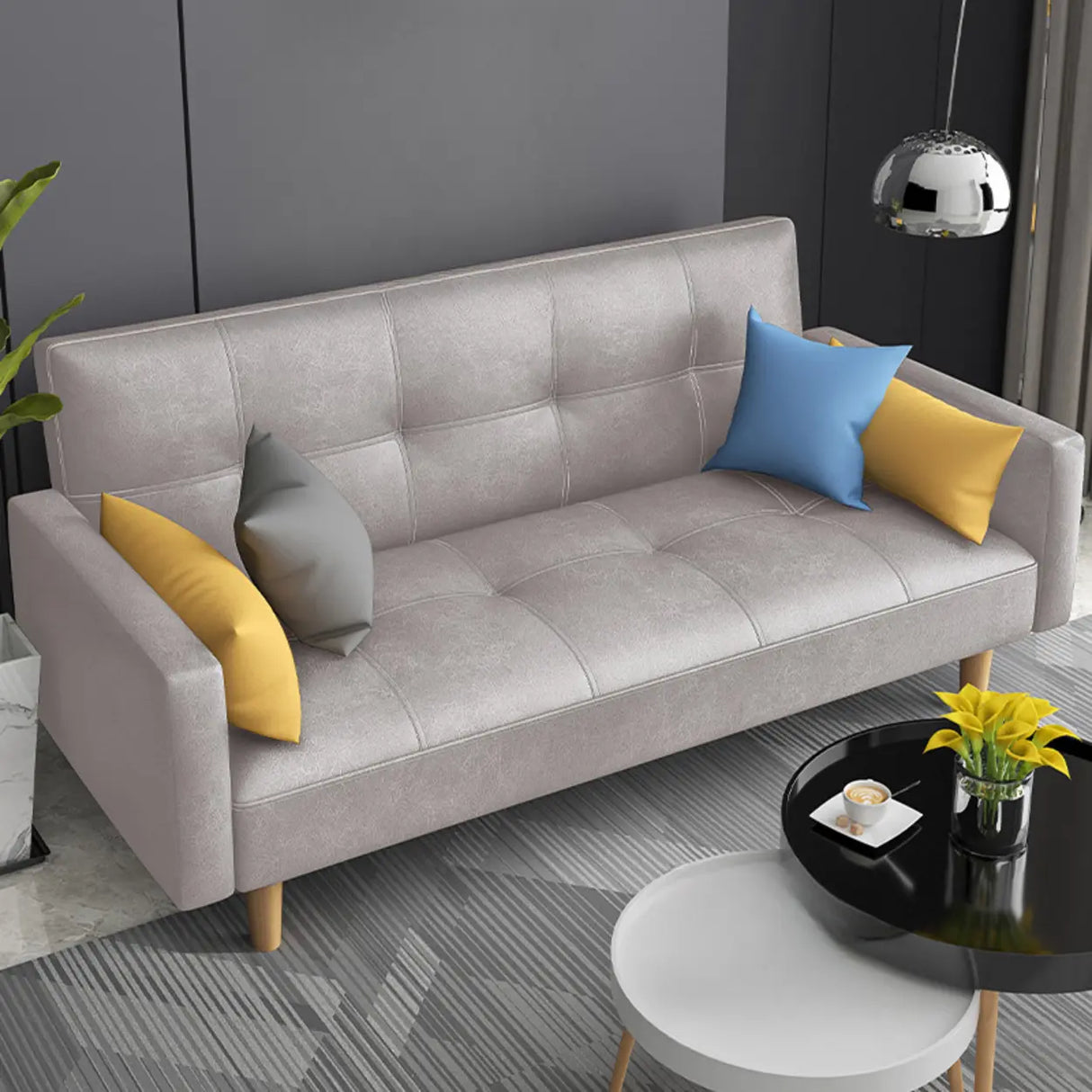 Dark Gray Reclining Biscuit Back Square Arm Loveseat Image - 20