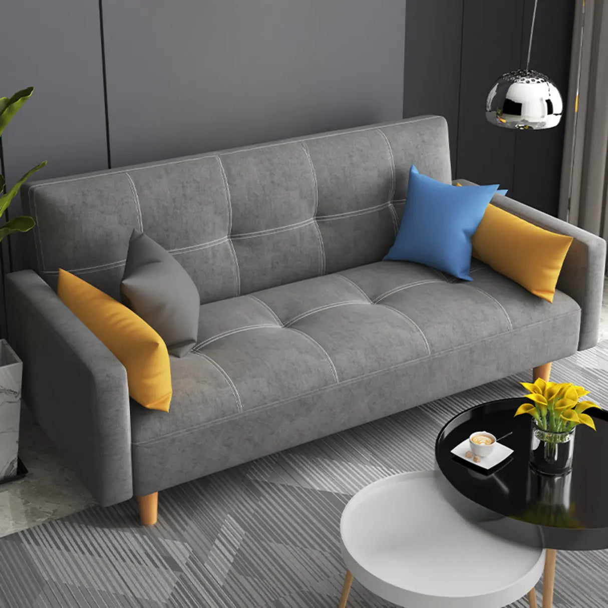 Dark Gray Reclining Biscuit Back Square Arm Loveseat Image - 21