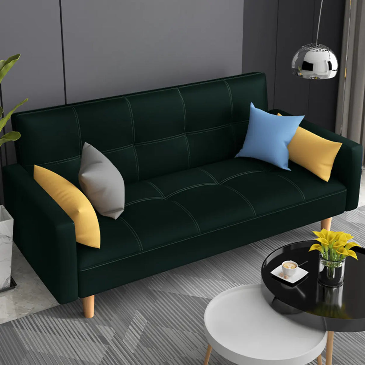 Dark Gray Reclining Biscuit Back Square Arm Loveseat Image - 22