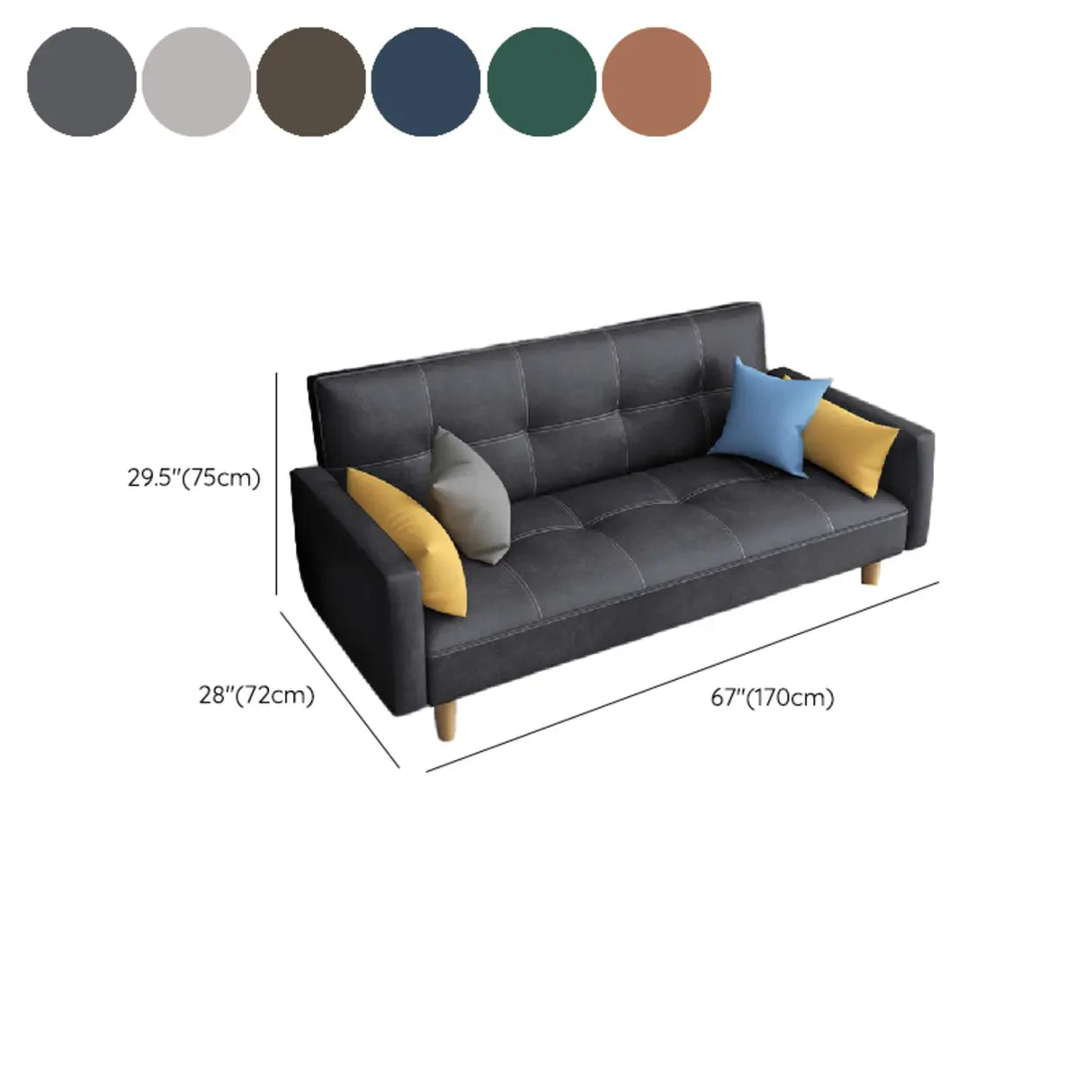 Dark Gray Reclining Biscuit Back Square Arm Loveseat 