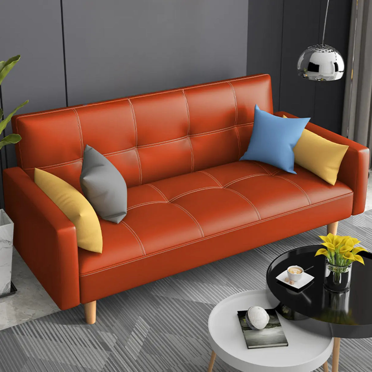 Dark Gray Reclining Biscuit Back Square Arm Loveseat Image - 3