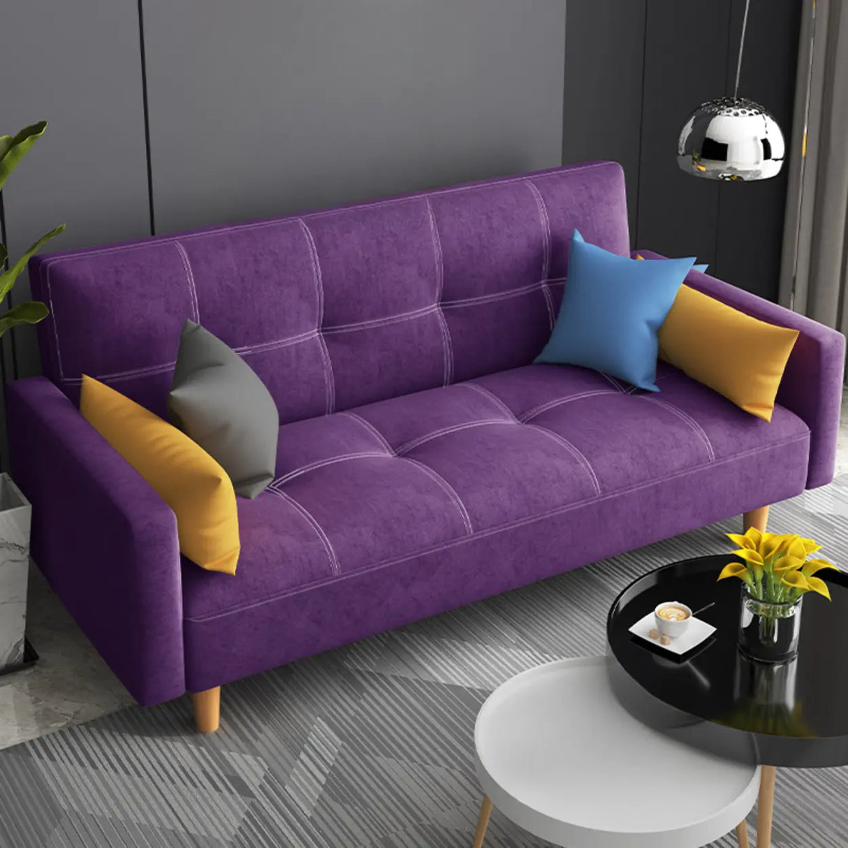 Dark Gray Reclining Biscuit Back Square Arm Loveseat Image - 9