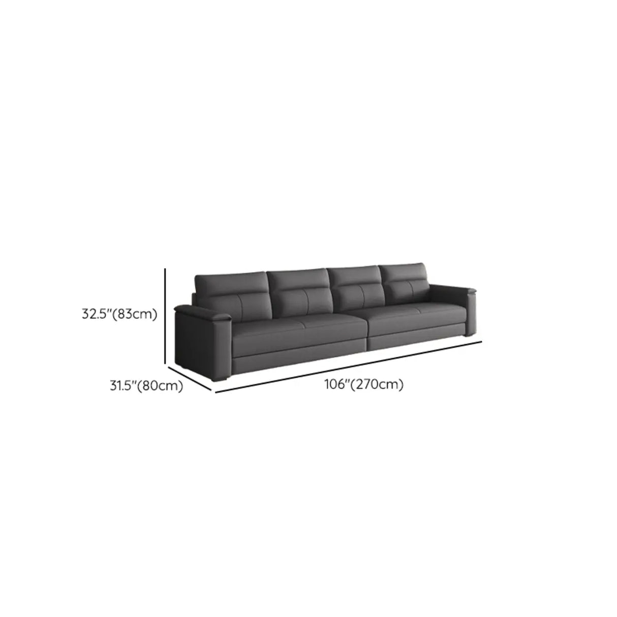 Dark Gray Scratch Resistant Cloth Cushion Back Sofa Image - 23