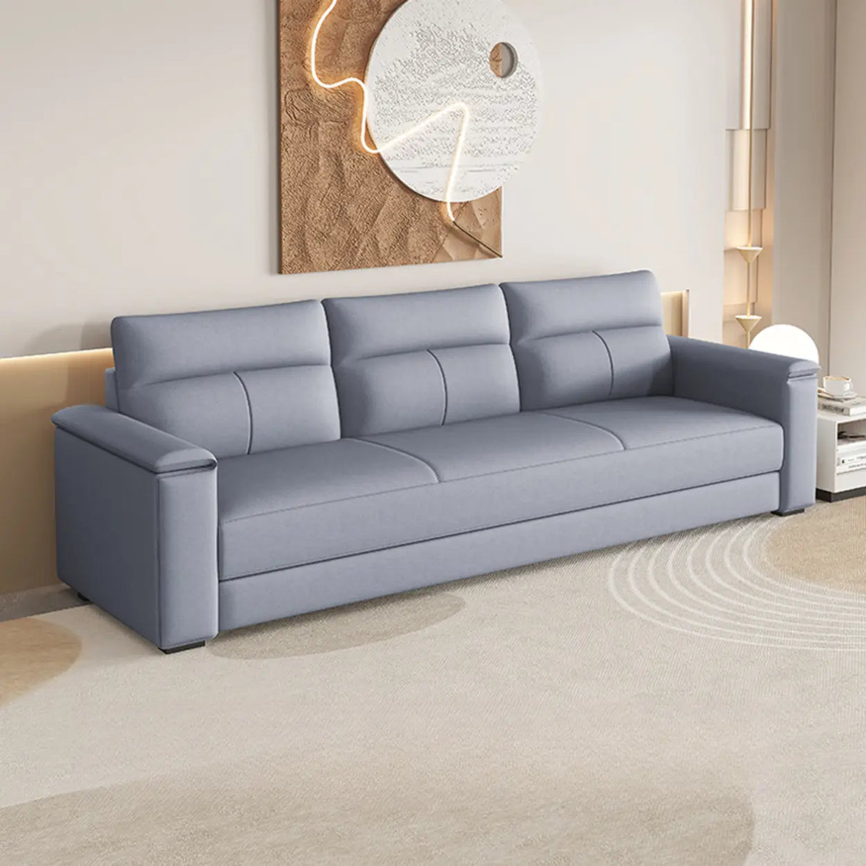 Dark Gray Scratch Resistant Cloth Cushion Back Sofa Image - 2