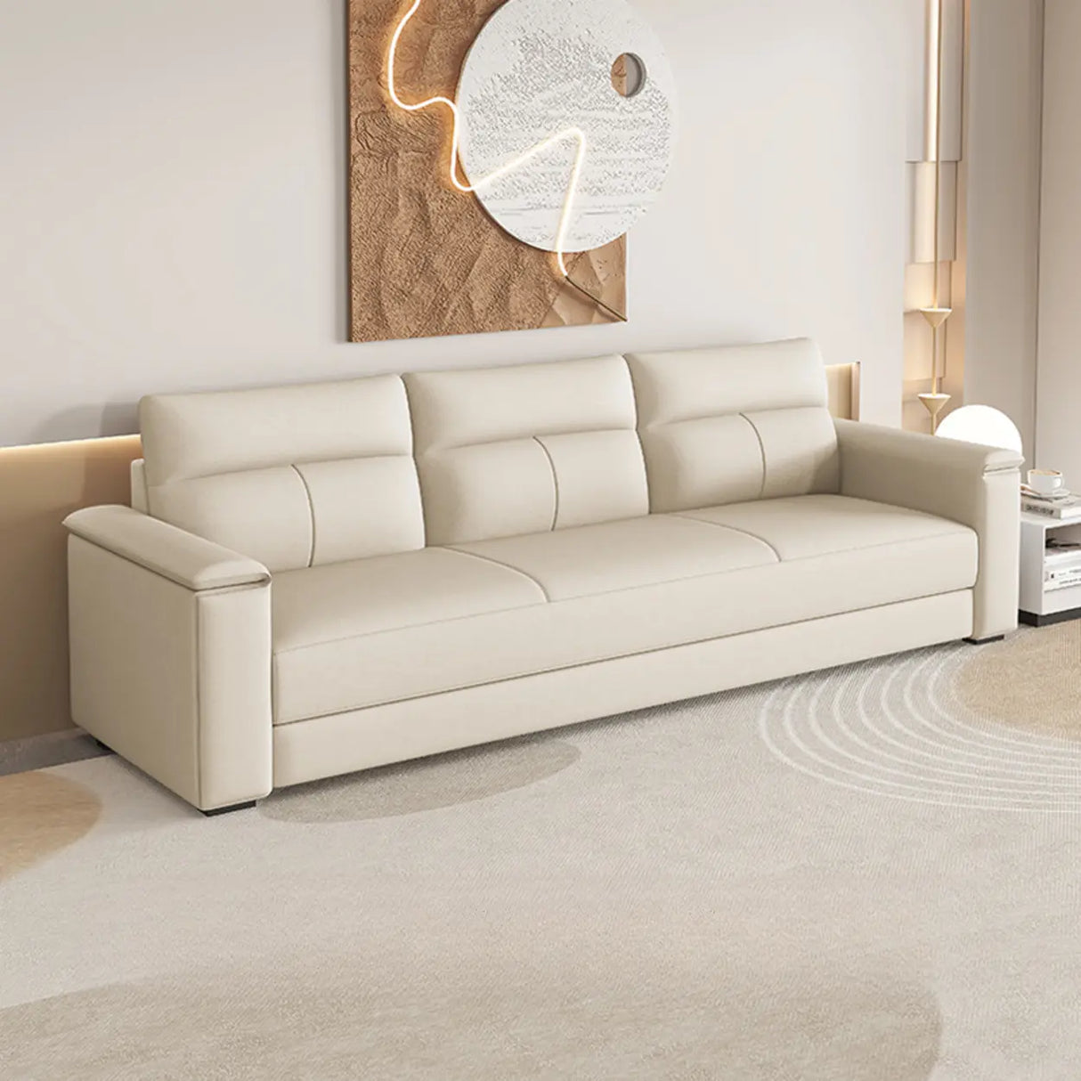 Dark Gray Scratch Resistant Cloth Cushion Back Sofa Image - 7