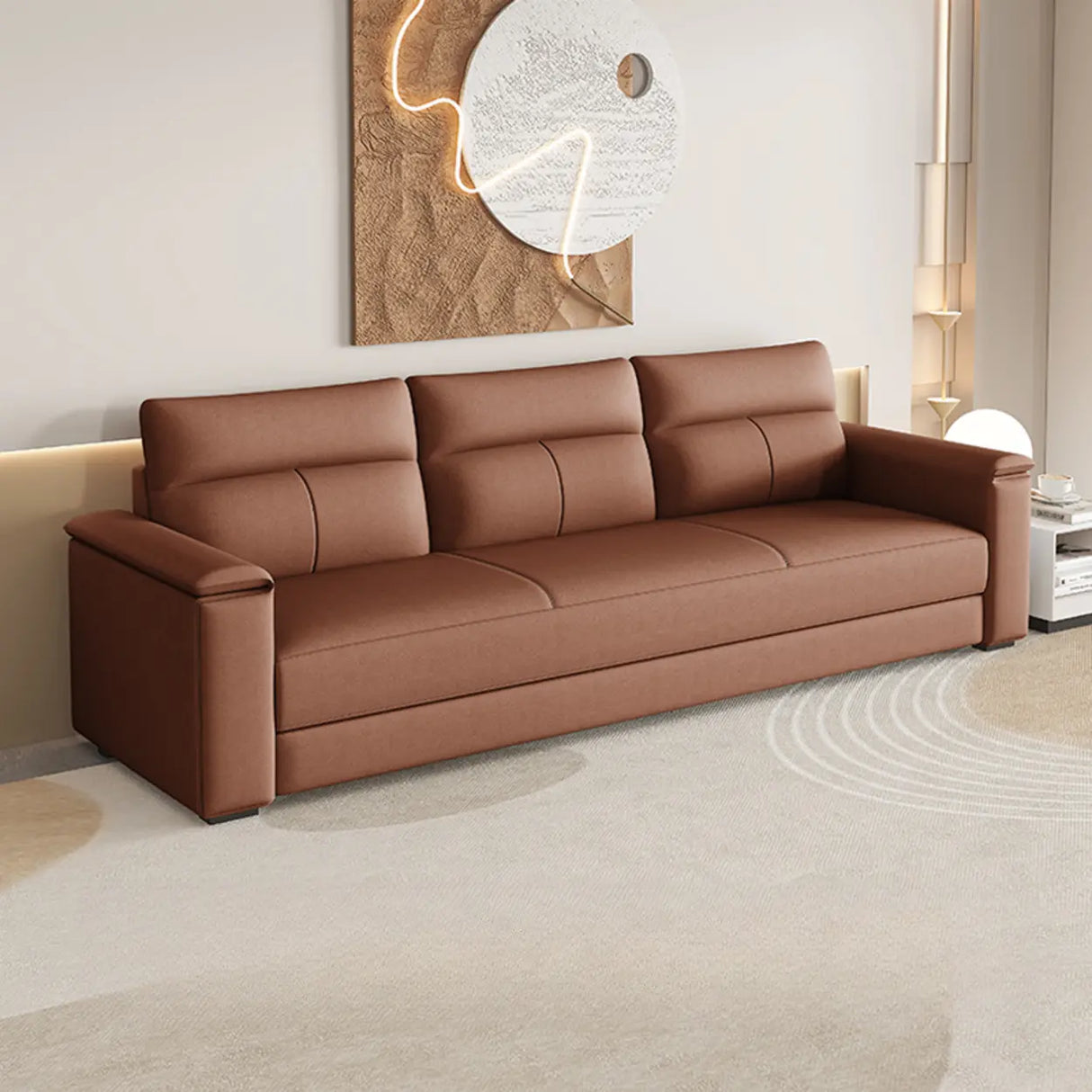 Dark Gray Scratch Resistant Cloth Cushion Back Sofa Image - 3