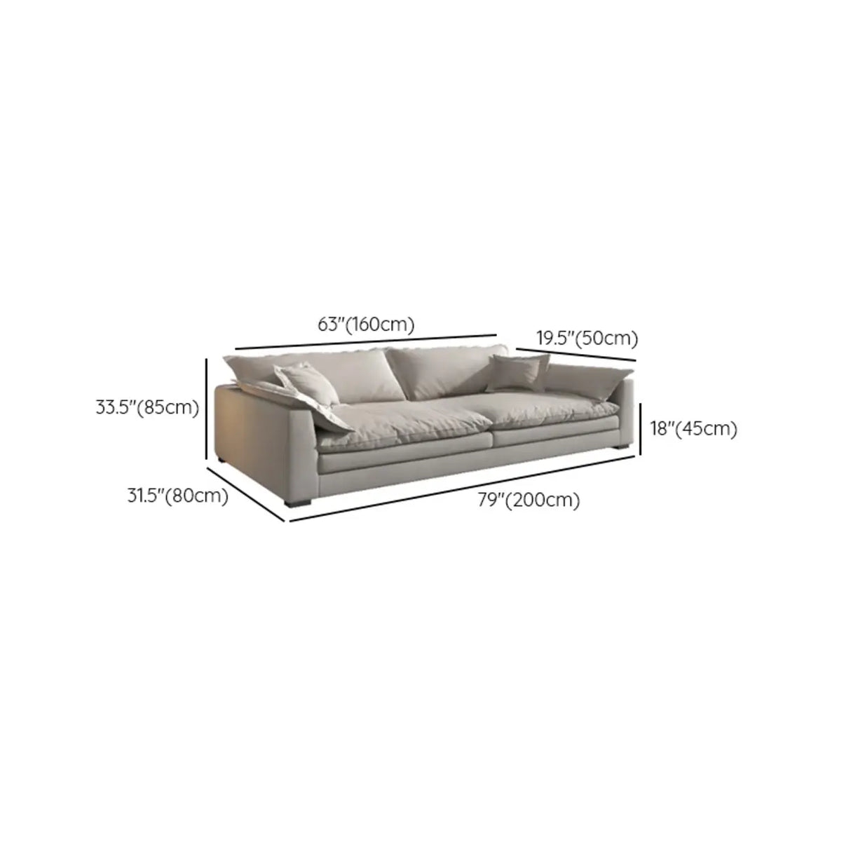 Dark Gray Stain Resistant Abrasive Cloth Foam Fill Sofa Image - 17
