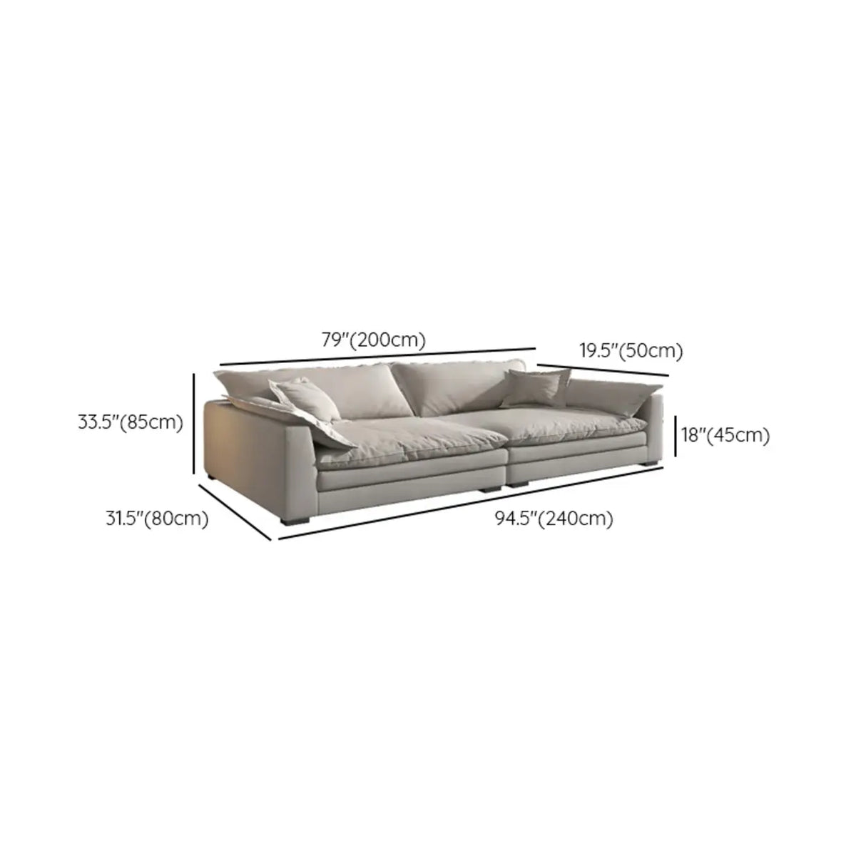 Dark Gray Stain Resistant Abrasive Cloth Foam Fill Sofa Image - 18