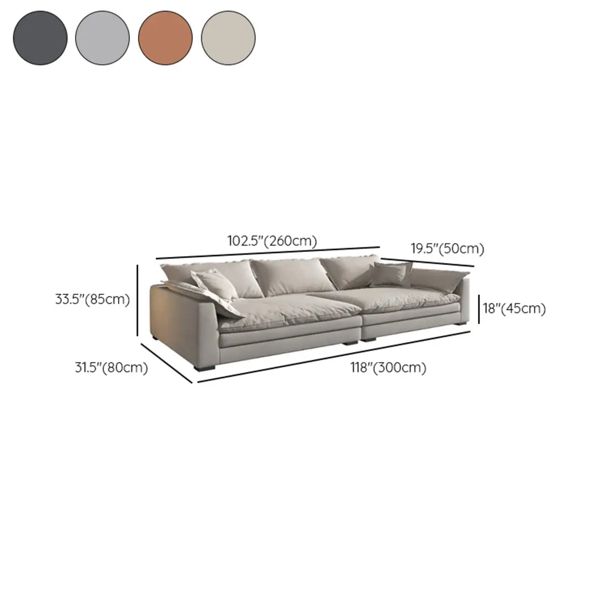 Dark Gray Stain Resistant Abrasive Cloth Foam Fill Sofa Image - 20