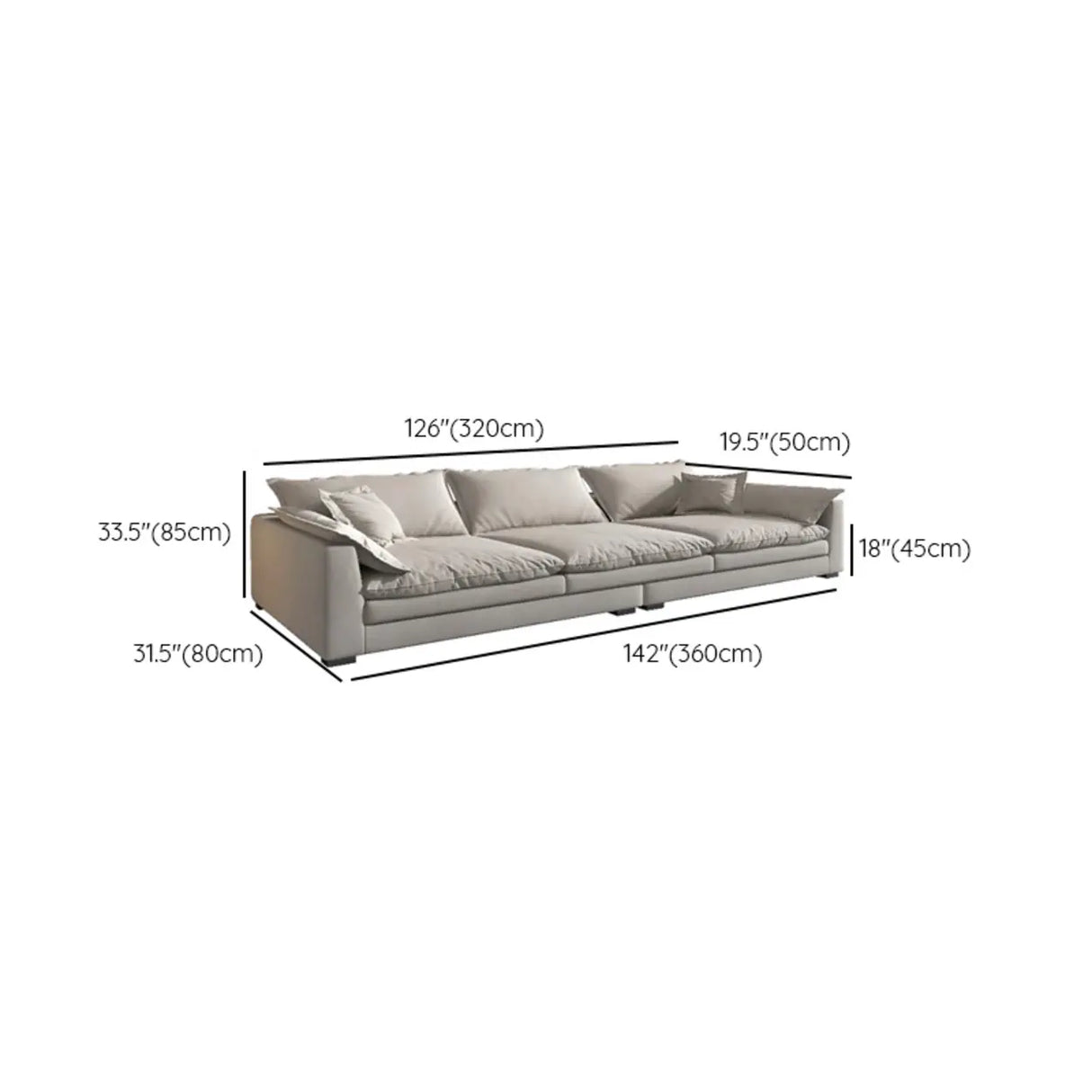 Dark Gray Stain Resistant Abrasive Cloth Foam Fill Sofa Image - 22