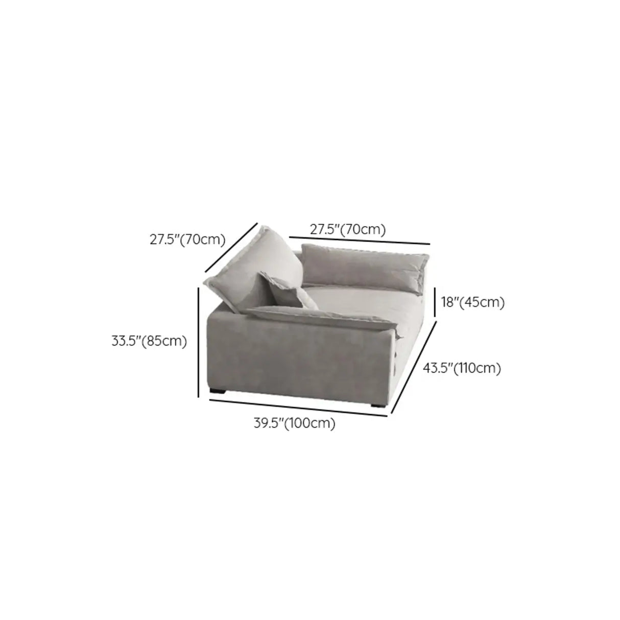 Dark Gray Stain Resistant Abrasive Cloth Foam Fill Sofa Image - 23