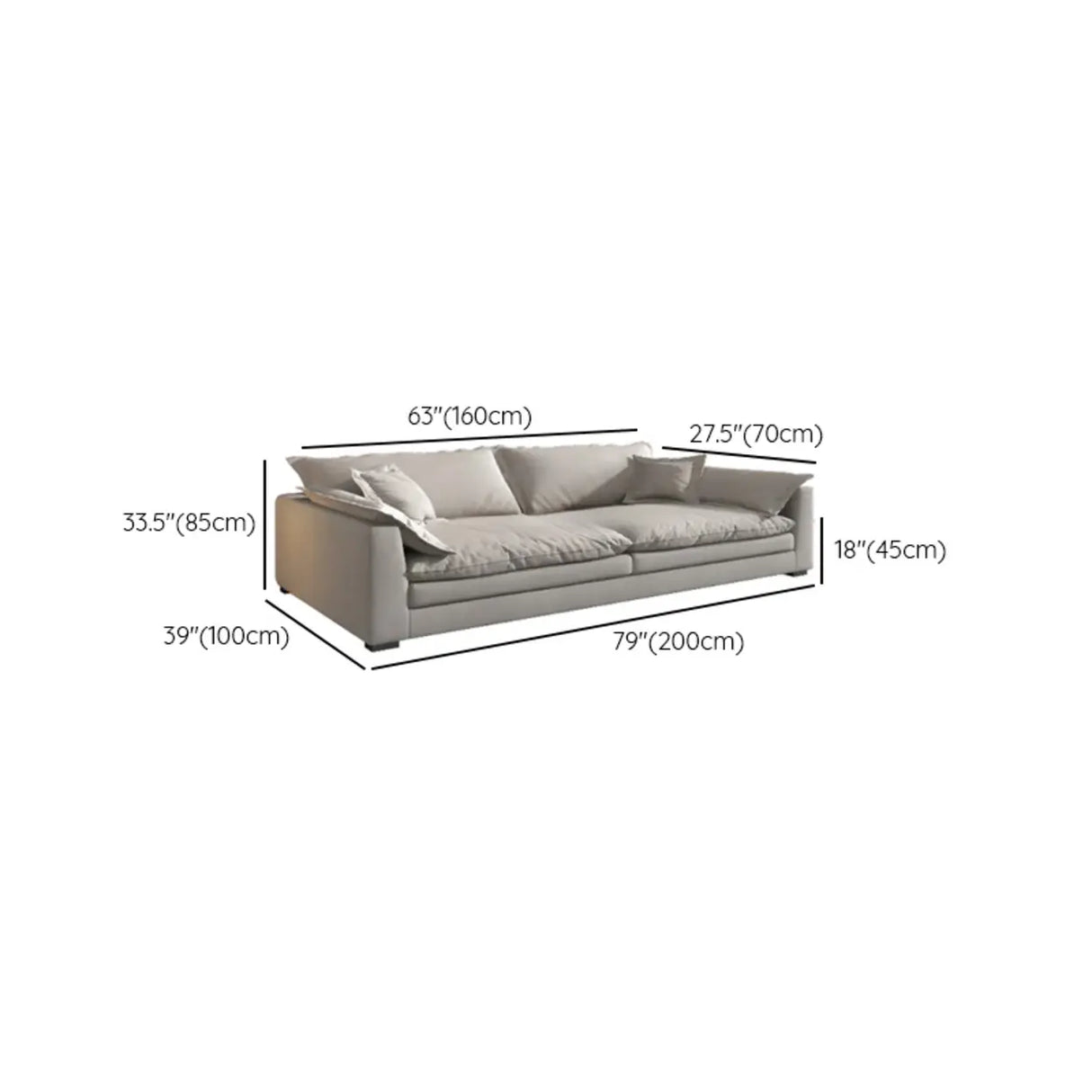 Dark Gray Stain Resistant Abrasive Cloth Foam Fill Sofa Image - 24