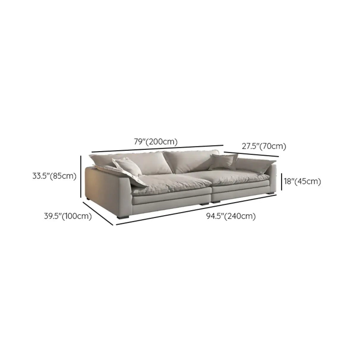 Dark Gray Stain Resistant Abrasive Cloth Foam Fill Sofa Image - 25