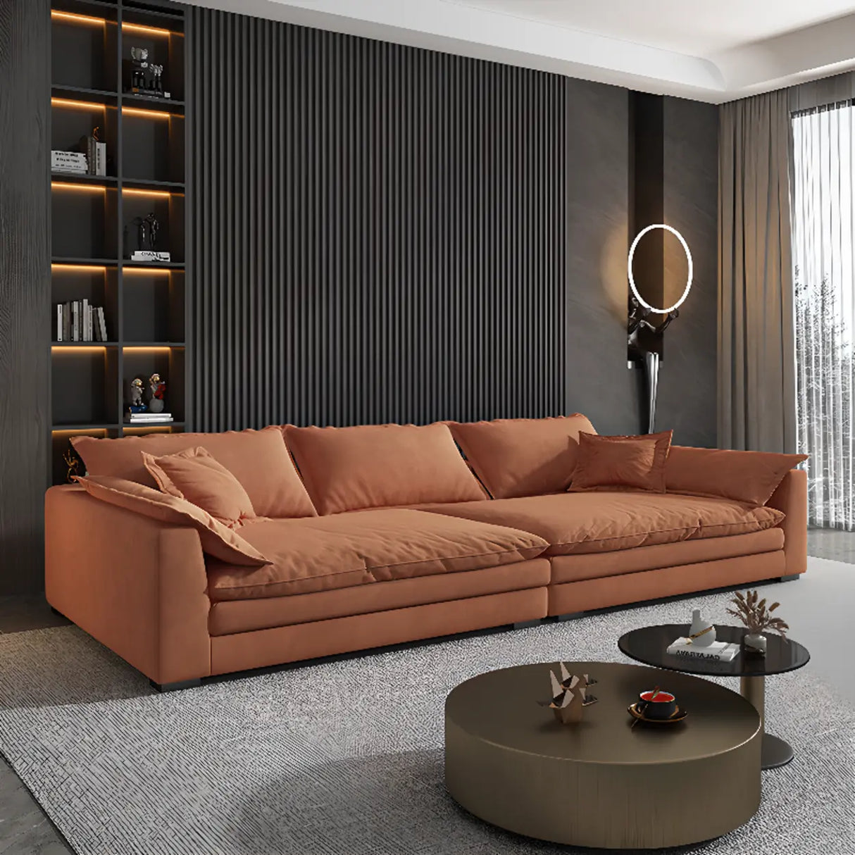 Dark Gray Stain Resistant Abrasive Cloth Foam Fill Sofa Image - 5