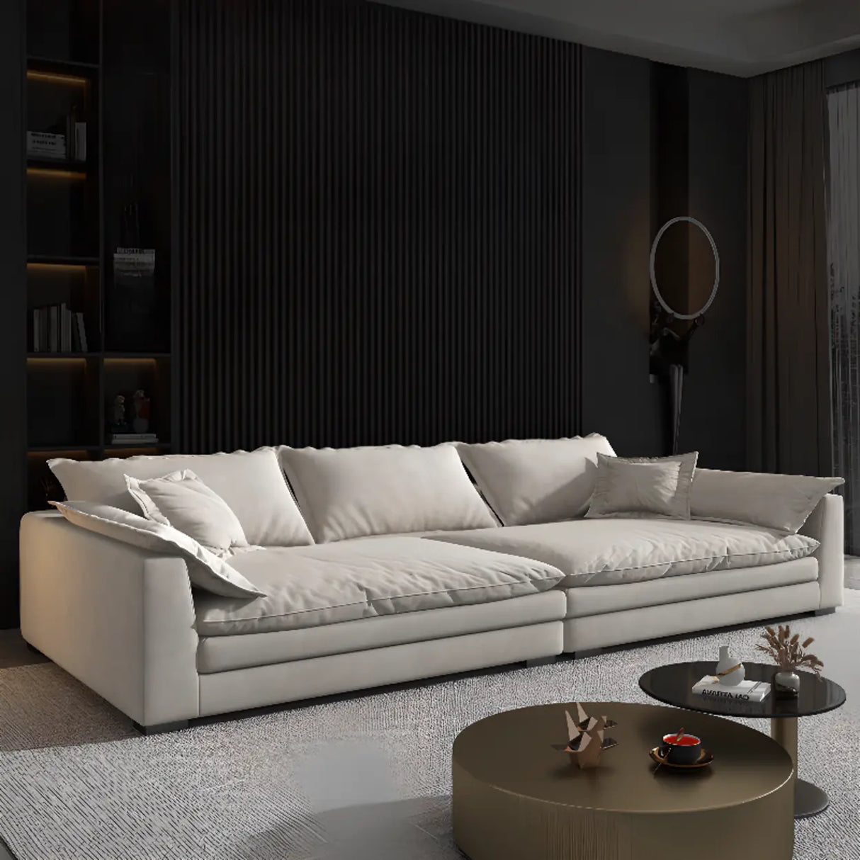 Dark Gray Stain Resistant Abrasive Cloth Foam Fill Sofa Image - 8