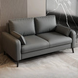 Dark Gray Stain Resistant Leather Square Arm Loveseat Image - 1