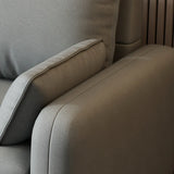 Dark Gray Stain Resistant Leather Square Arm Loveseat Image - 10