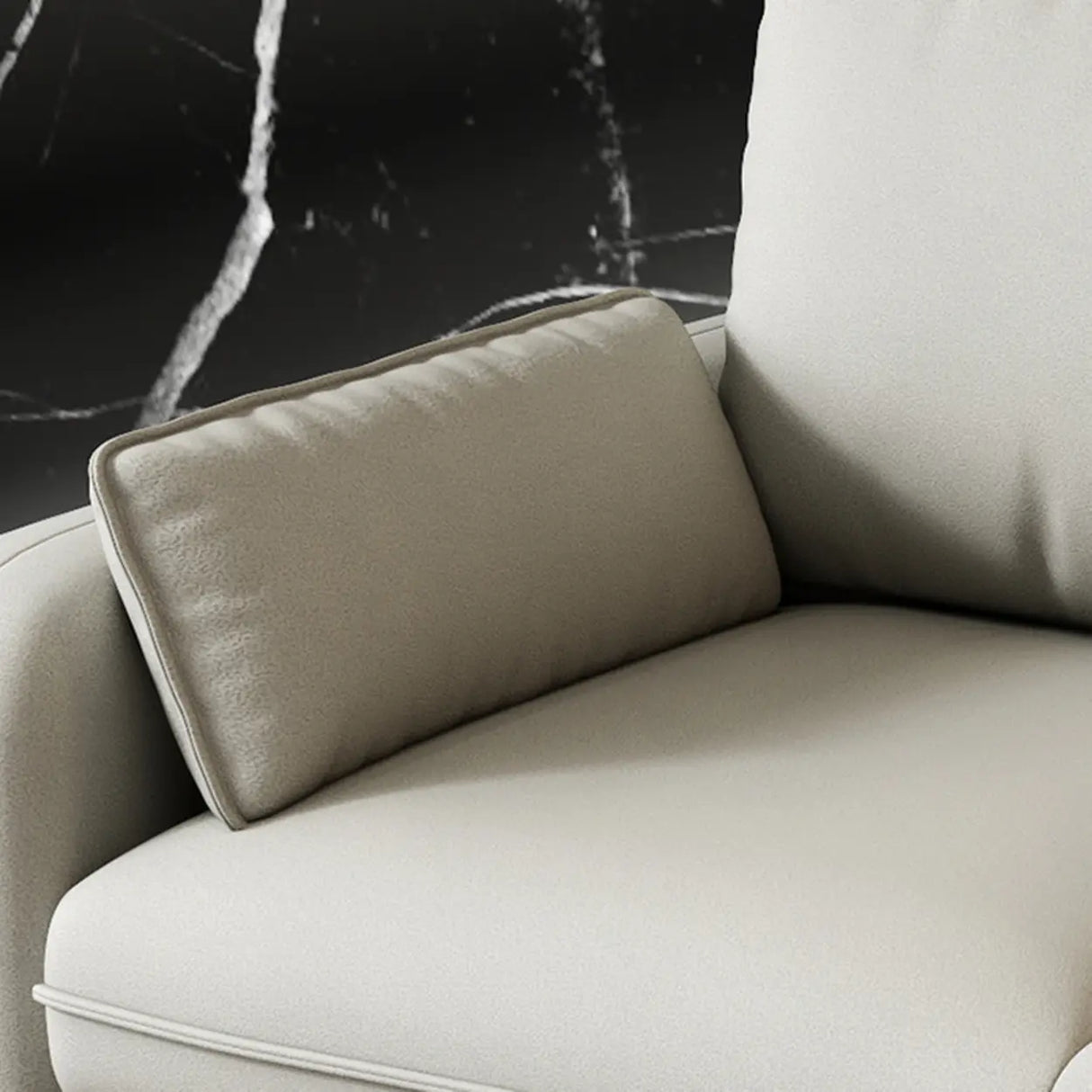 Dark Gray Stain Resistant Leather Square Arm Loveseat Image - 12
