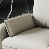Dark Gray Stain Resistant Leather Square Arm Loveseat Image - 12