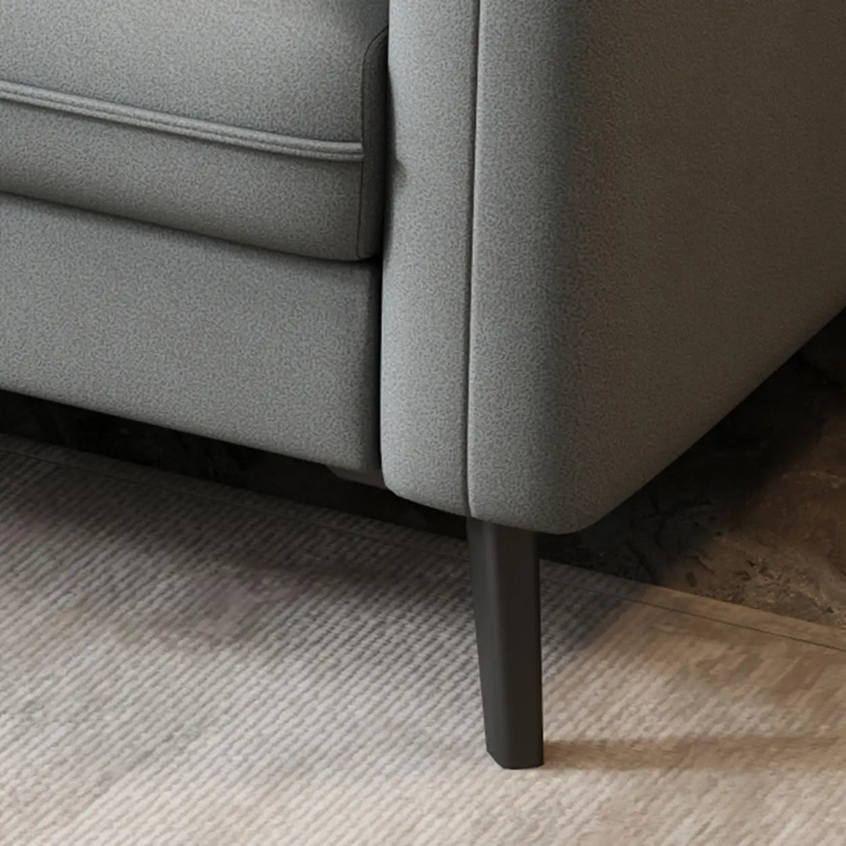 Dark Gray Stain Resistant Leather Square Arm Loveseat Image - 13