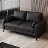 Dark Gray Stain Resistant Leather Square Arm Loveseat Image - 14