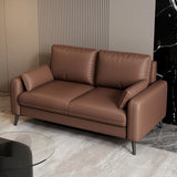Dark Gray Stain Resistant Leather Square Arm Loveseat Image - 17