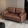 Dark Gray Stain Resistant Leather Square Arm Loveseat Image - 17