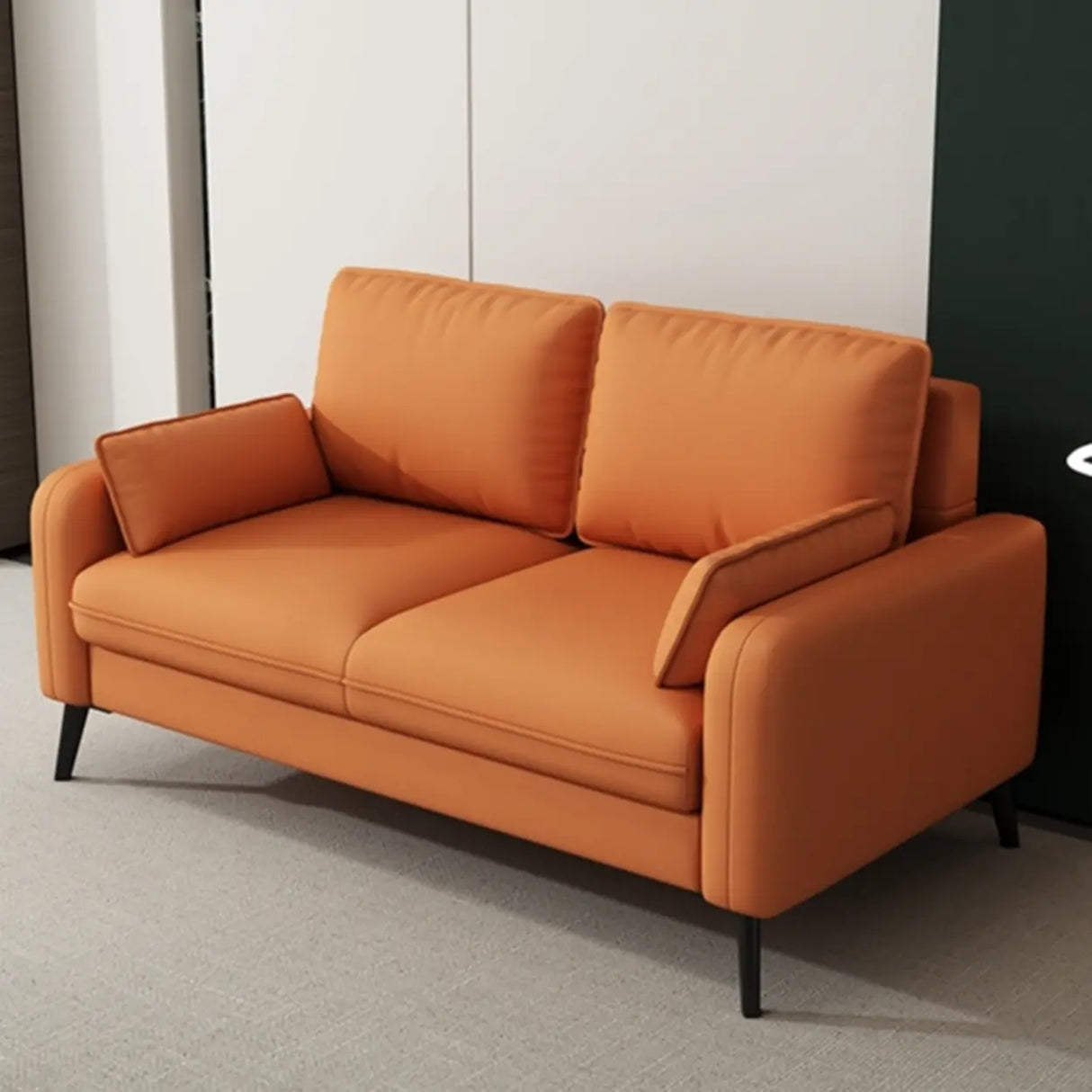 Dark Gray Stain Resistant Leather Square Arm Loveseat Image - 20