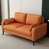 Dark Gray Stain Resistant Leather Square Arm Loveseat Image - 20